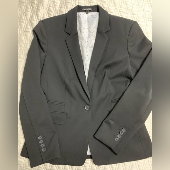 Express Black Tuxedo Suit Jacket Size 12 - Picture 2 of 9